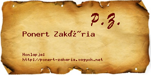 Ponert Zakária névjegykártya